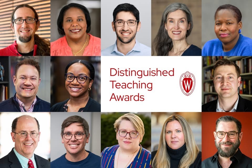 Head shots of the 13 distinguished teaching award recipients